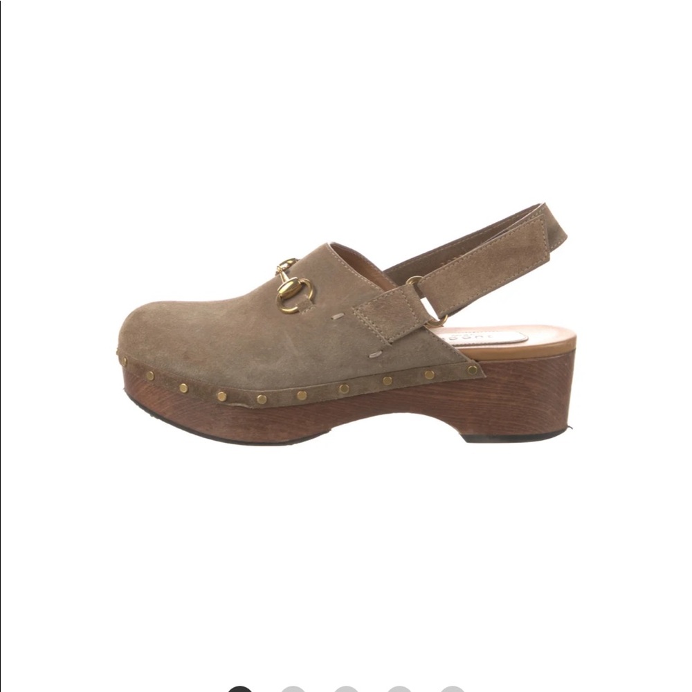 GUCCI Clogs Horsebit Accent Slingback Pumps